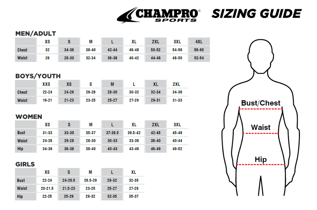 Champro Football Pants Size Chart